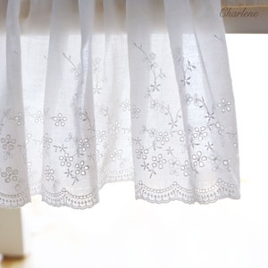 Encaje de algodón blanco muy delicado de 19,5 cm/7,7 con bordado de flores, tela de encaje bordado, suministros para manualidades de costura, vendido cortado a medida imagen 6