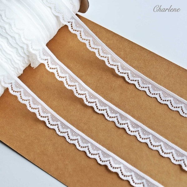 Special Offer - 2 Yards - 14mm/0.55" Premium White Spandex Stretch Lace Trim, Soft and Feels Good, Sewing Craft Supplies