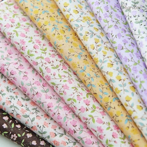 70 × 50cm Pre-cut Premium 100% Cotton Tiny Floral Fabric, in 8 Colors, Small Print, Perfect for Mini Sewing Craft. Pre-cut to 70 × 50cm