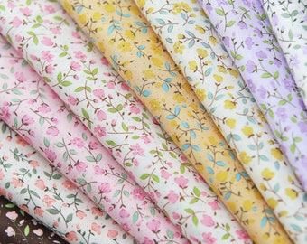 70 × 50cm Pre-cut Premium 100% Cotton Tiny Floral Fabric, in 8 Colors, Small Print, Perfect for Mini Sewing Craft. Pre-cut to 70 × 50cm