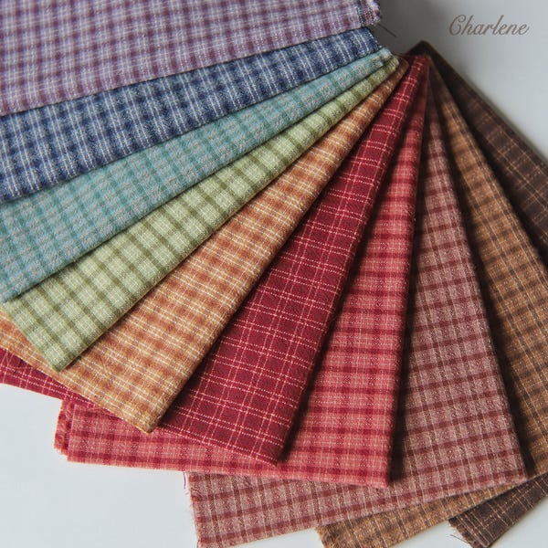 Pre-cut Plaid Cotton Fabric, in 10 Colors, Fabric Scraps, Doll Sewing Craft Supplies, Quilting Fabric - F019