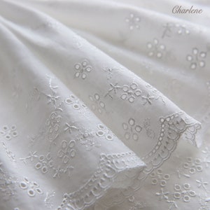 19.5cm/7.7 Very Delicate White Cotton Lace With Flower Embroidery, Embroidery Lace Fabric, Sewing Craft Supplies, Sold by the Yard image 5