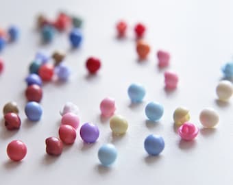 6mm Mini Round Shank Buttons, in 24 Colors, Tiny Domed Buttons, Tiny Mushroom Shaped Buttons for Doll Clothes, DIY Craft Supplies - B081