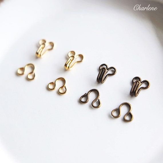 Buy 611mm Mini Hook and Eye, in Bronze and Gold Color, Hook and Eye Clasp,  for Doll Sewing Projects, Mini Craft Supply Online in India 