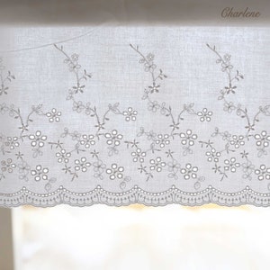Encaje de algodón blanco muy delicado de 19,5 cm/7,7 con bordado de flores, tela de encaje bordado, suministros para manualidades de costura, vendido cortado a medida imagen 7