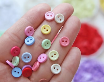 8mm/0.31" Mini Buttons with Rim, in 16 Colors, Tiny Buttons for Doll Clothes and Other Handcraft Projects, Craft Supplies - B096