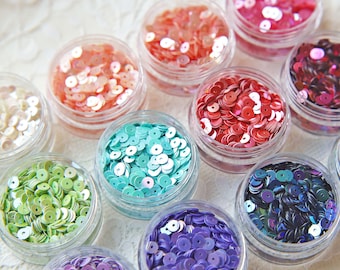 4mm/0.16" Premium Sparkling Sew on Sequins, in 12 Color, Made in Japan, Perfect for Crafting Projects, Pack of about 3 Grams