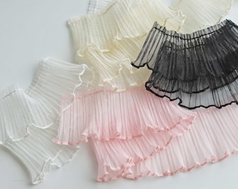 5cm/2" High Quality Pleated Net Lace Trim, Ruffle Lace Trim, in White/Beige/Pink/Black Color