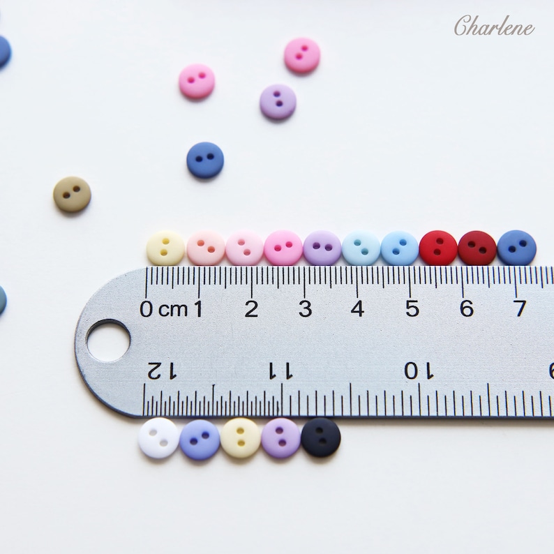 7,5 mm kleine hars matte afwerking ronde knoppen, in 24 kleuren, miniknoppen voor poppenkleding, ambachtelijke benodigdheden B067 afbeelding 7