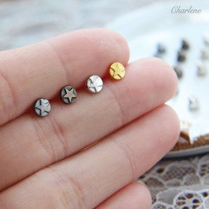 5mm Super Tiny Star Round Shank Buttons, in 4 Color, doll Blouse Shirt Overcoat Buttons, Extra Mini