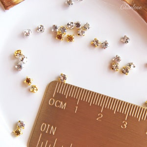 3mm / 0.12 Super kleine Sew On Glass Strasssteine, in Gold und Silber Farbe, Puppe Nähen Bastelbedarf Bild 3