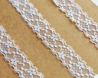 Special Offer - 2 Yards - 22mm/0.86" White Nylon Floral Insertion Lace, Sewing Craft Supplies