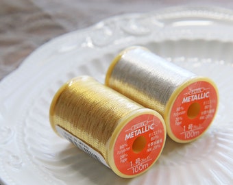 Filo effetto metallico, in colore oro e argento, bobine da 100 m/110 iarde, cucito glitterato/filo a macchina/cucito a mano/ricamo