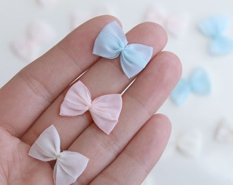 15mm*20mm Tiny Sew On Thin Fabric Bow, in 3 Colors, Perfect For Doll and Baby Clothes Making