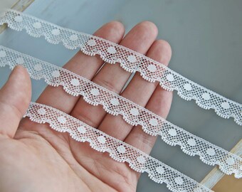 2 Yards - 12mm/0.5" Tiny White Nylon Lace Trim, Sewing Craft Supplies, Perfect for Doll Clothes