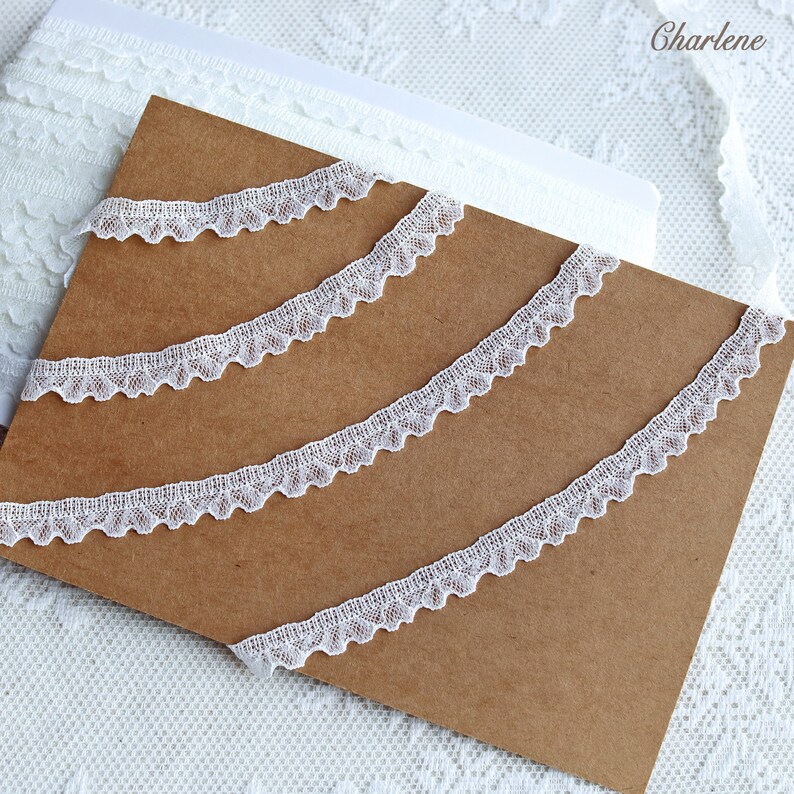 Special Offer 2 Yards 12mm/0.5 White and Peach Color Spandex Stretch Lace Trim, Soft and Feels Good, Sewing Craft Supplies zdjęcie 6