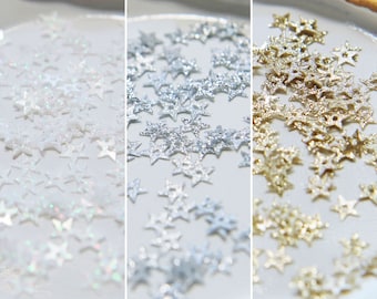 5mm/0.2" Tiny Sparkling Sew on Star Sequins, in 3 color, Perfect for all Crafting Projects, Pack of about 5 Grams