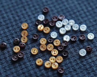 4mm/0.16" Super Tiny Resin Buttons, in 3 Colors, Mini Doll Clothing Buttons, Perfect for Doll Sewing Projects - B089