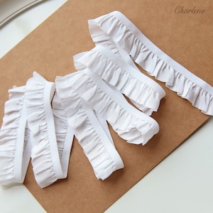 2 Yards, pizzo plissettato bianco e nero elastico da 20 mm/0,8”, bellissime volant, materiale per cucito