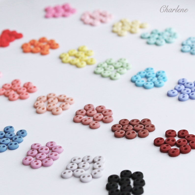 Boutons ronds en polyester super petits de 4 mm, finition mate, en 28 couleurs, micro mini-boutons, parfaits pour les vêtements de poupée image 6