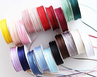 30 Meters - 2mm/0.1" Super Skinny Premium Satin Ribbon, in 20 Colors, Sewing Craft Supplies