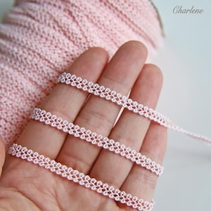 2 Yard - 5 mm / 0,20" Zeer zachte lichtroze kanten rand, knutselbenodigdheden - L123