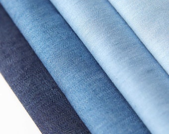 50 × 35cm Pre-cut Lightweight Thin Blue Cotton Fabric in Denim Colors, in 4 Colors, For Doll Jeans, Sewing Supplies. Pre-cut to 50 × 35cm