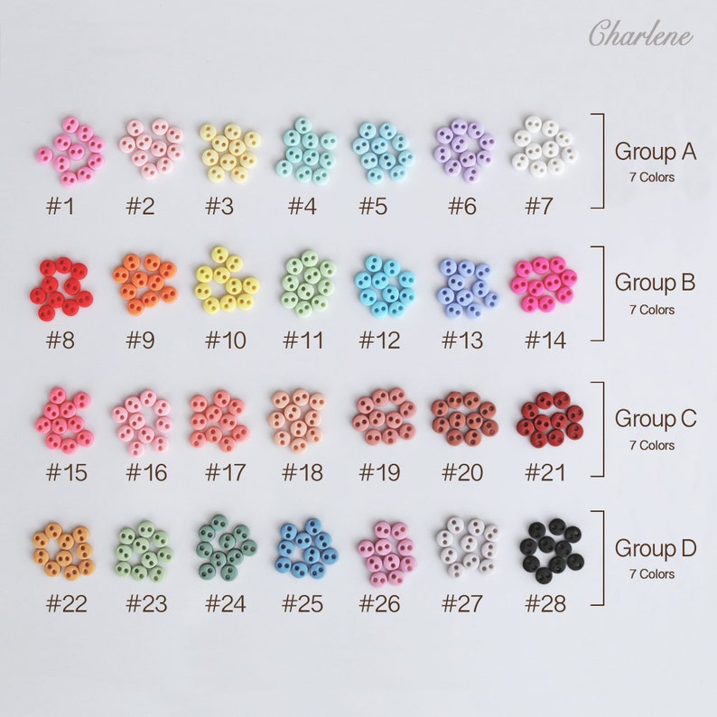 4mm Super Tiny Polyester Matte Finish Round Buttons, in 28 Colors, Micro Mini Buttons, Perfect for Doll Clothes image 2