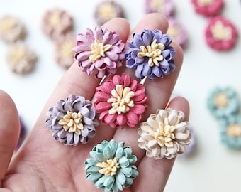 2 PCS - 2.5cm / 0.98" Little Fabric Daisy Flowers, in 12 Colors, Floral Decor, Craft Supplies