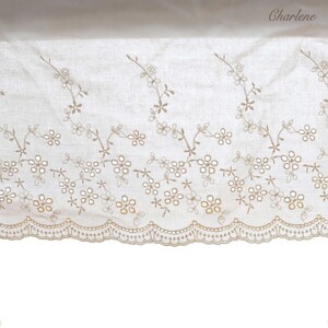 19.5cm/7.7 Very Delicate Ivory Cotton Lace With Flower Embroidery, Embroidery Lace Fabric, Sewing Craft Supplies, Sold by the Yard zdjęcie 5