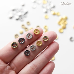 7mm / 8mm Mini Metal Round Buttons, in 4 Colors, Doll Clothing Buttons, Doll Sewing Craft Supplies - B086
