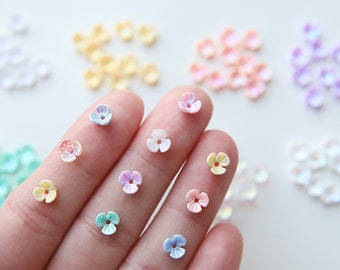 6mm/0.24&quot; Super Tiny Sparkling Plastic Flowers, in 8 Colors, Craft Supplies, For Doll Clothes Embellishments / Nail Art