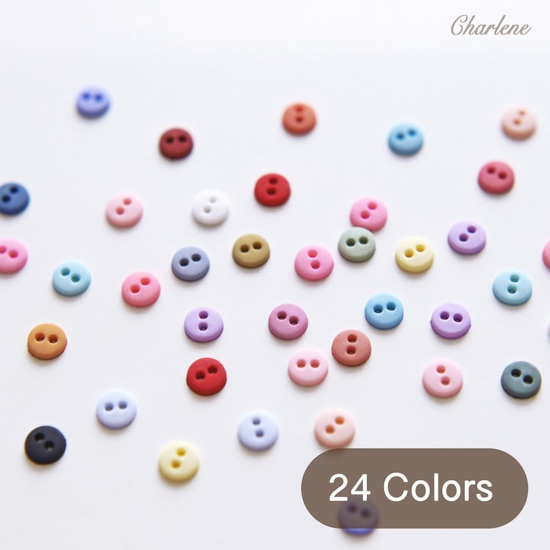 Small Round Buttons 6mm Tiny Polyester Matte Finish Round Buttons, in 24 Colors, Micro Mini ...