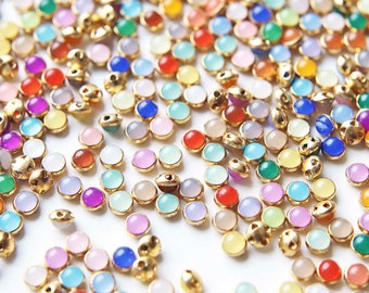 4mm Super Tiny Multi-Color Buttons with Brass Base, in 24 Colors, Doll Clothes Buttons, Doll Clothes Sewing Craft Supplies