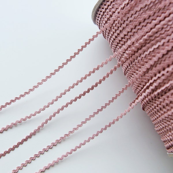 2 Yards - 2mm/0.08" Super Tiny Dusty Pink Rickrack Trim, Perfect for Doll Clothes, Sewing Craft Supplies