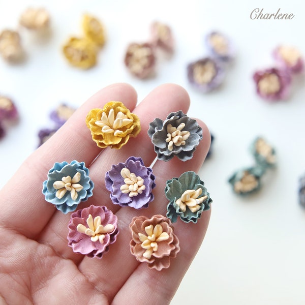 2 PCS - 1.8cm / 0.71" Tiny Fabric Flowers, in 12 Colors, Floral Decor, Craft Supplies