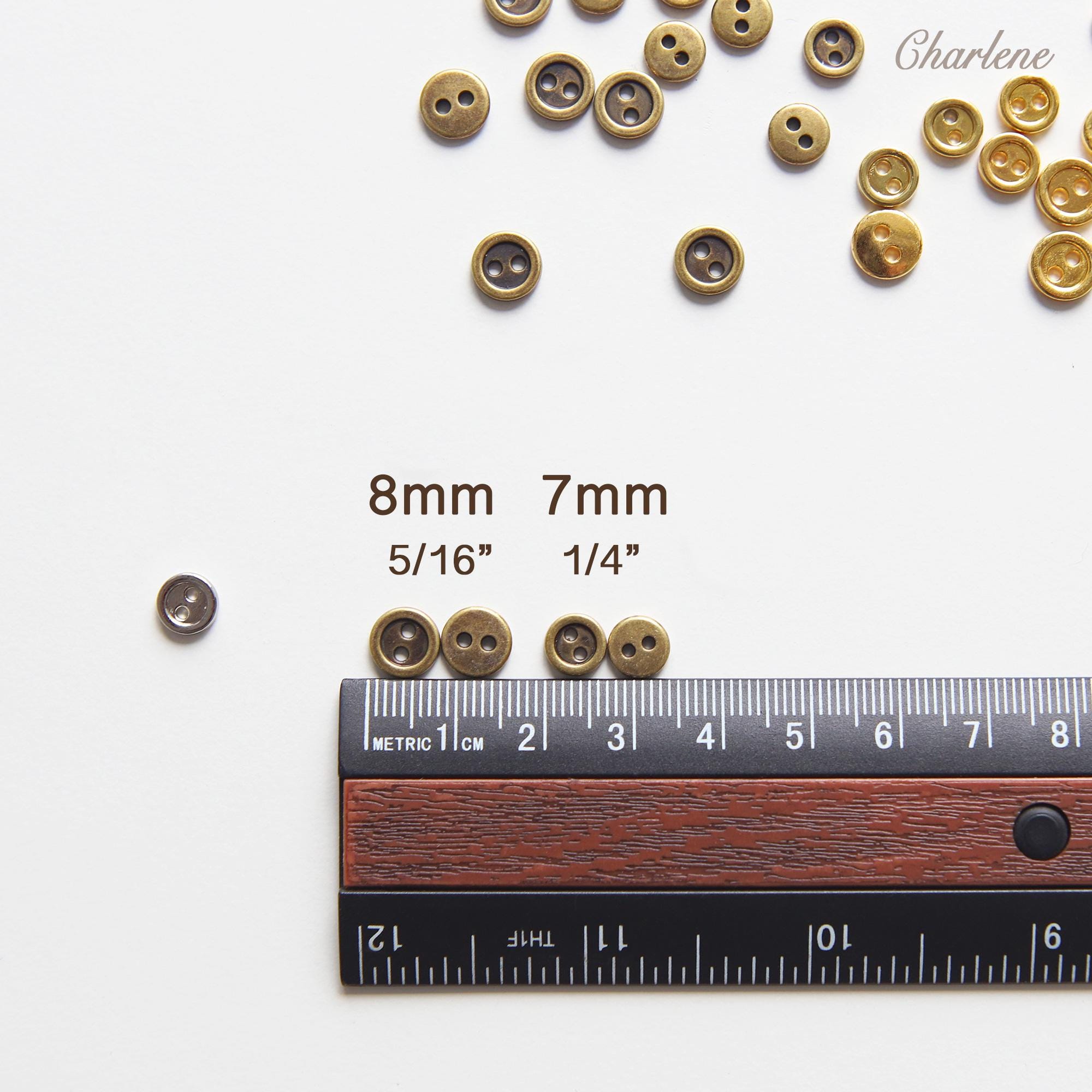 7mm / 8mm Mini Metal Round Buttons, in 4 Colors, Doll Clothing Buttons ...