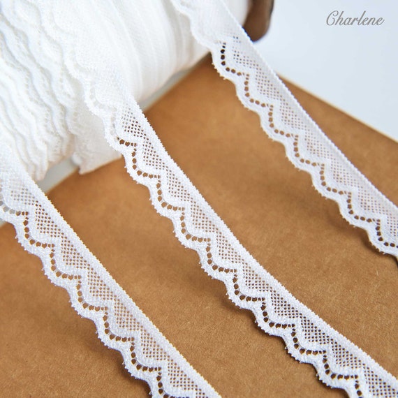 Nylon Spandex Soft Stretch Lace Trim Edging - White