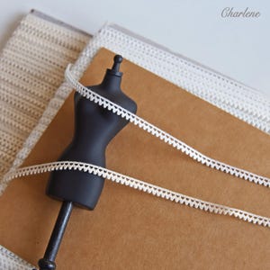 2 Yard - 5 mm/0,20" Premium kleine witte en beige katoenen kanten rand, perfect voor het maken van poppenkleertjes, knutselbenodigdheden naaien - L116