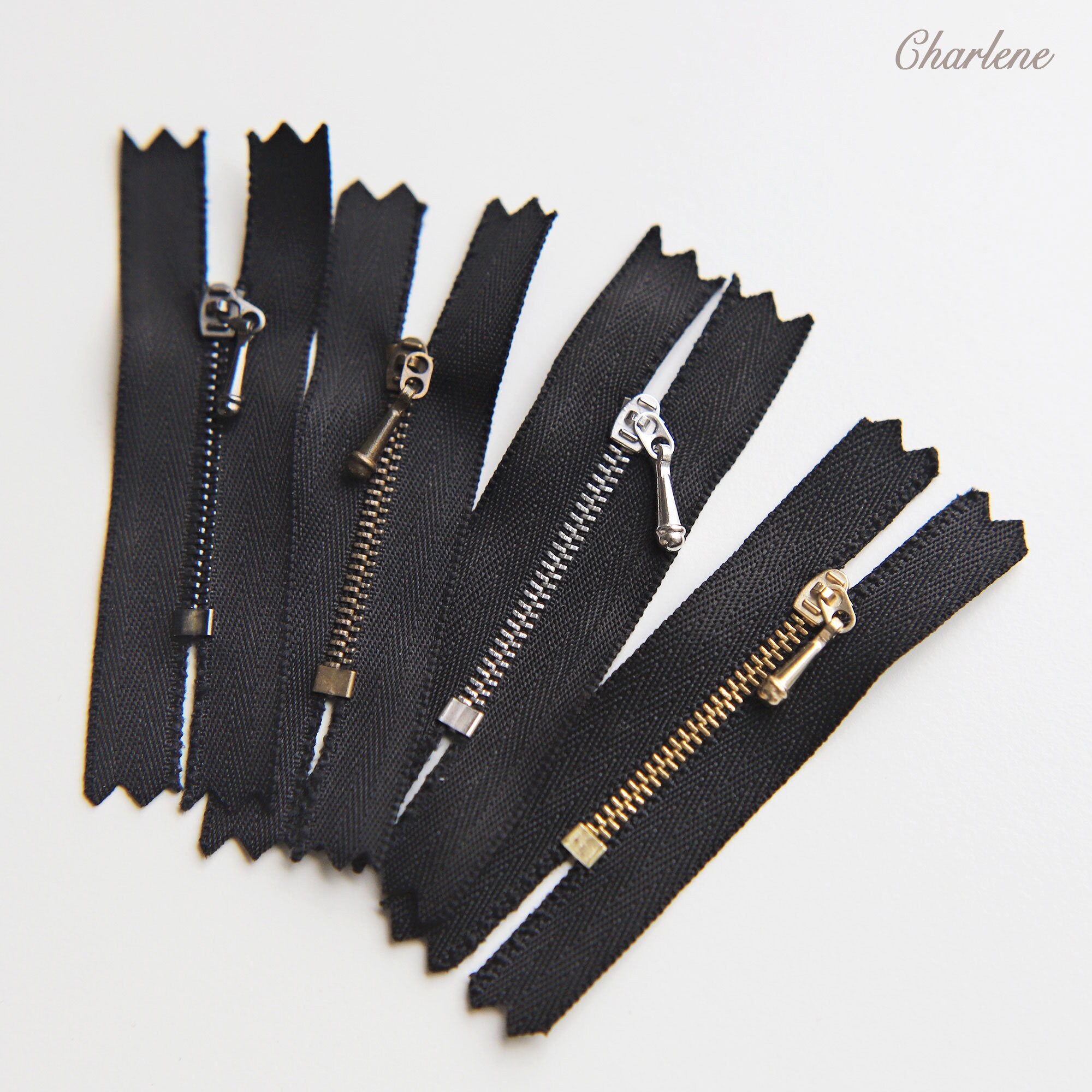 1 Set 40pcs Semicircle Zipper Clips Clothes Bags Zipper Replacements (Black), Size: 6X2X0.2CM