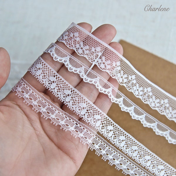 2 Yards - 10mm/13mm/18mm Tiny White Nylon Lace Trim, Soft and Thin, Sewing Craft Supplies, Perfect for Doll Clothes