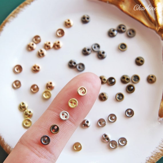4mm Mini Metal Round Buttons, in 5 Colors, Doll Clothing Buttons, Perfect for Doll Sewing Projects