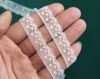 2 yards - 12 mm/0,5" Belle bordure en dentelle à petits points blancs, douce et fine, parfaite pour les vêtements de poupée, projet de couture de poupée