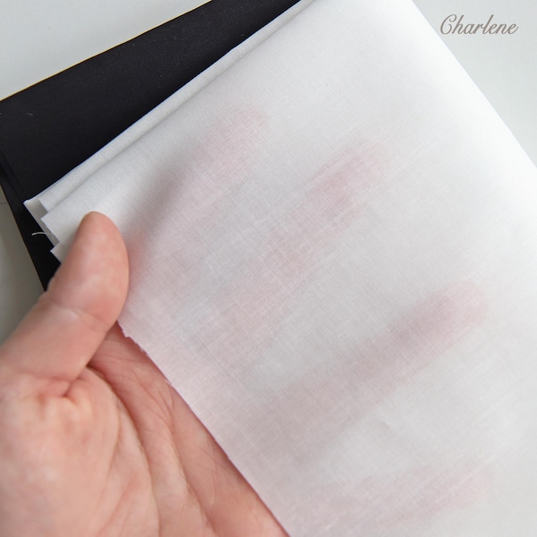 70 × 45cm Pre-cut Very Thin Cotton Fabric in Off White and Black, Light Weight and High Quality Cotton Fabric - F027