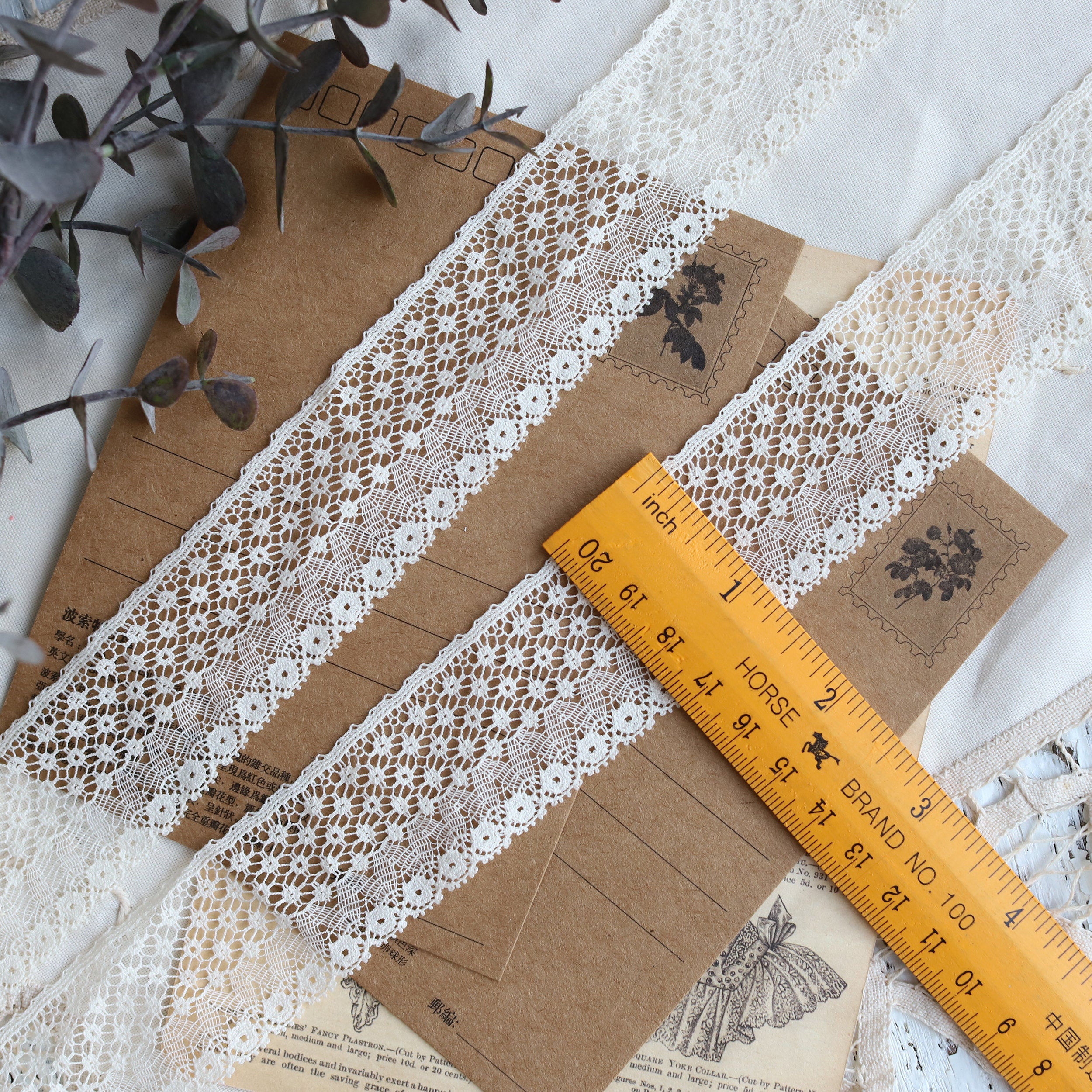Buy 35mm Fine Beige Cotton Lace Trim by the Yard, Soft and Thin
