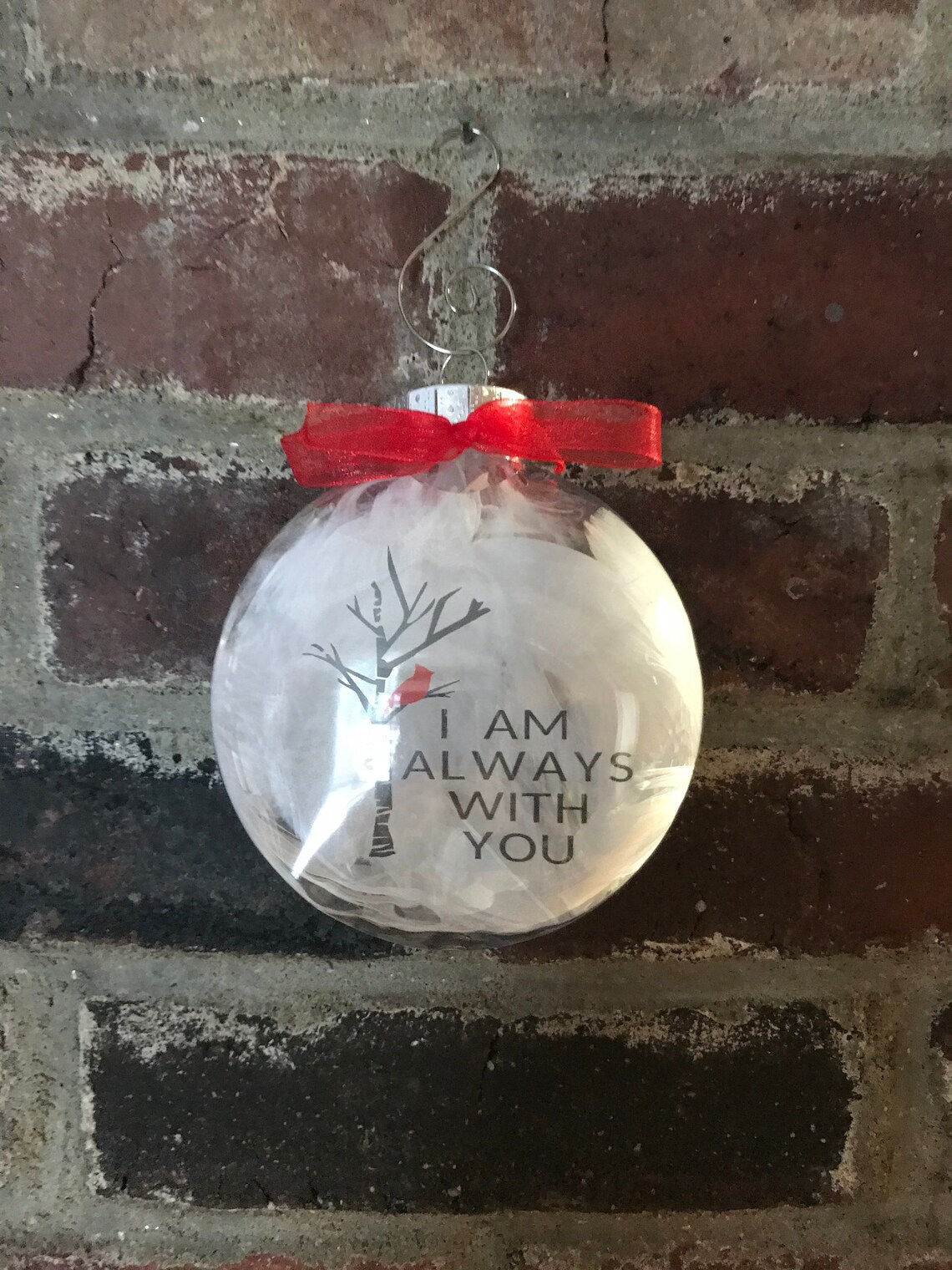 Cardinal ornaments clear glass disc ornament Christmas Etsy