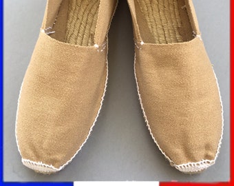 Espadrilles sandals- Made in France- solid sand color- woman or man-gift idea-