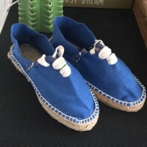 Espadrilles enfants- unisexe-unies bleu-Made in France-idée cadeau- du 27 au 34-