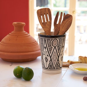 Utensil Holder, Ceramic Utensil Holder, Kitchen Utensil Holder, Moroccan Vase, Utensil Crock, Moroccan Utensils, Spoon Holder, Housewarming image 1