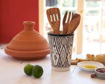 Utensil Holder, Ceramic Utensil Holder, Kitchen Utensil Holder, Moroccan Vase, Utensil Crock, Moroccan Utensils, Spoon Holder, Housewarming
